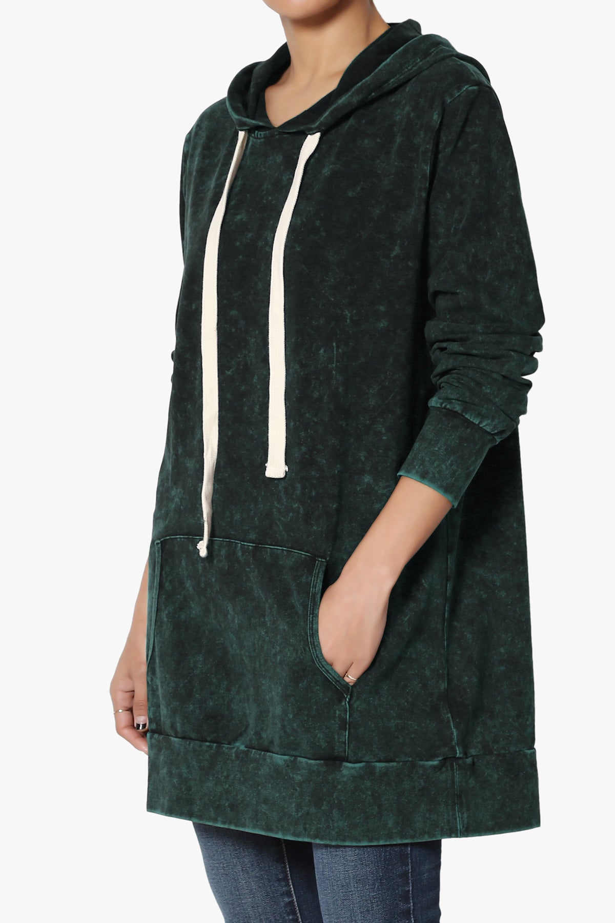Trophy Acid Wash Hoodie Tunic FOREST GREEN_3