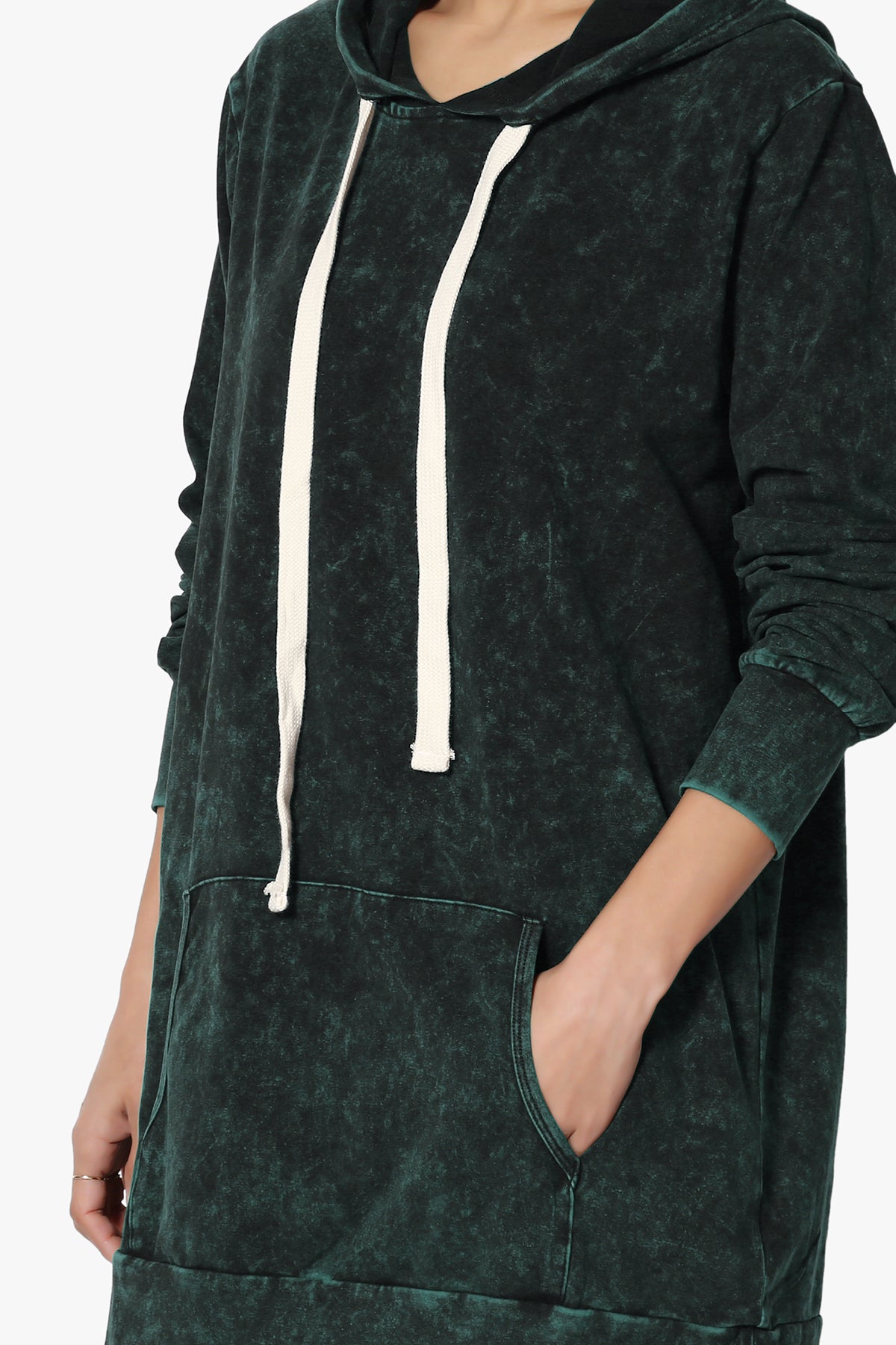 Trophy Acid Wash Hoodie Tunic FOREST GREEN_5