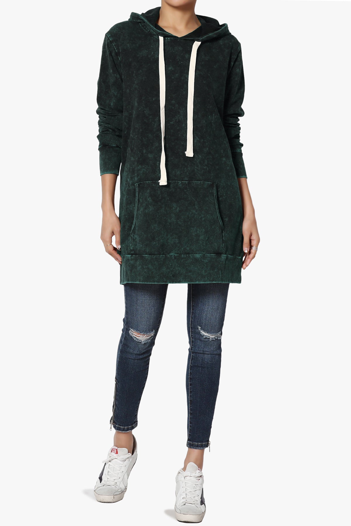 Trophy Acid Wash Hoodie Tunic FOREST GREEN_6
