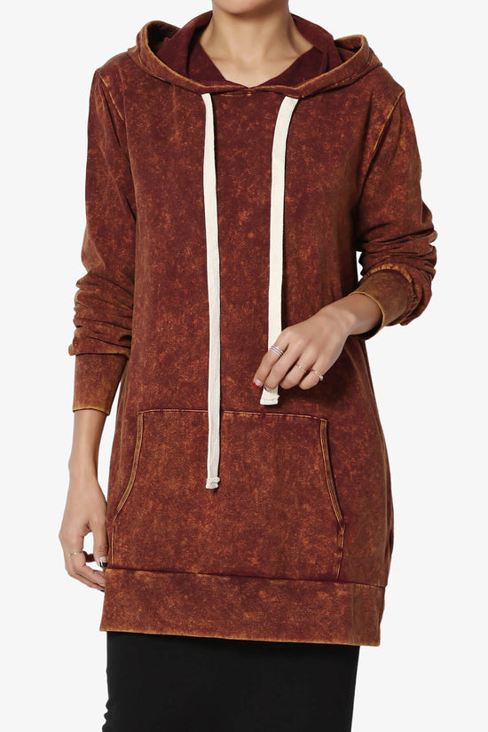 Trophy Acid Wash Hoodie Tunic RUST_1