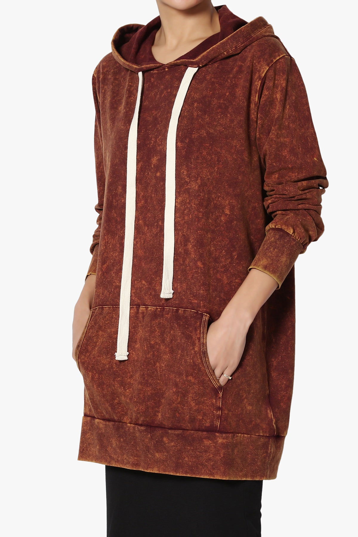 Trophy Acid Wash Hoodie Tunic RUST_3