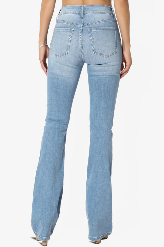 Clyde Washed Mid Rise Boot Cut Jeans in Light