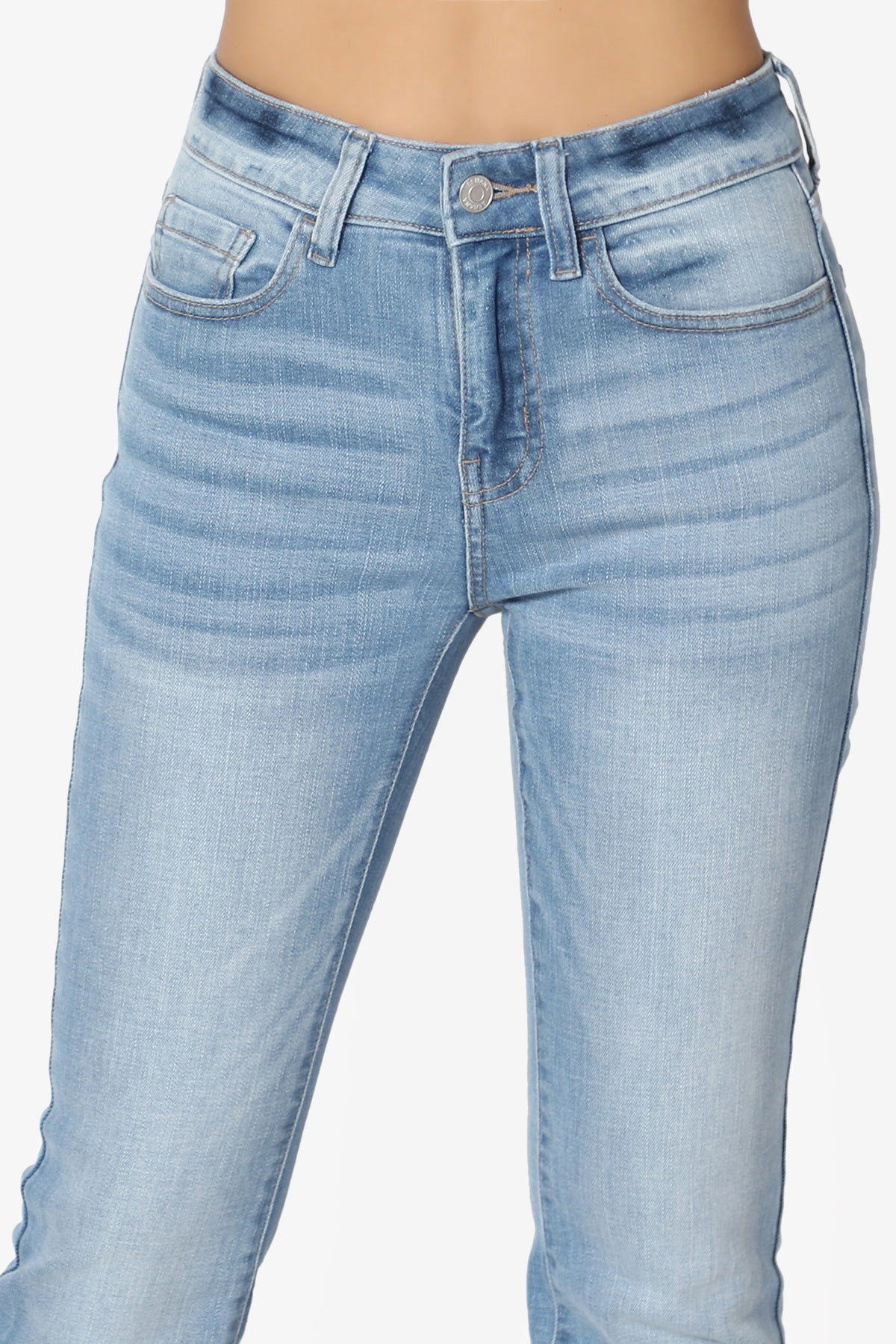 Clyde Washed Mid Rise Boot Cut Jeans in Light