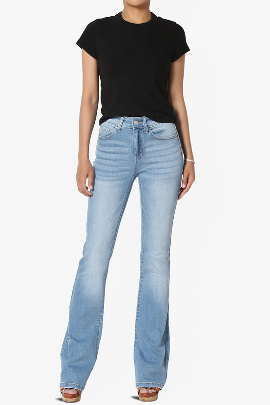 Clyde Washed Mid Rise Boot Cut Jeans in Light