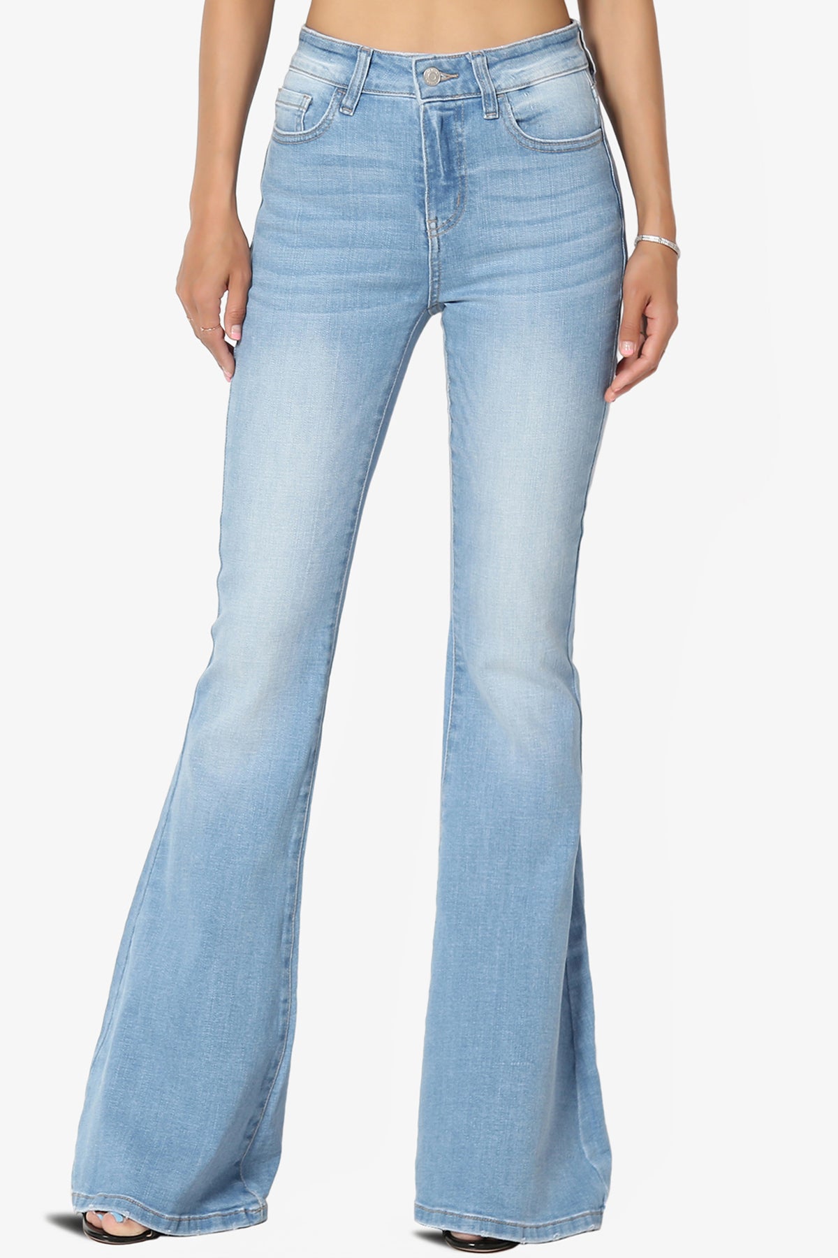 Pastry Washed High Rise Flared Jeans in Light