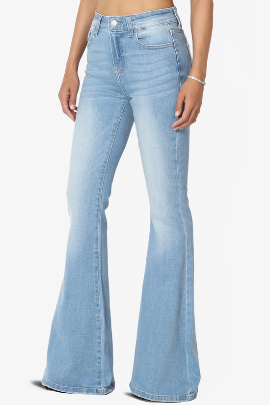 Pastry Washed High Rise Flared Jeans in Light