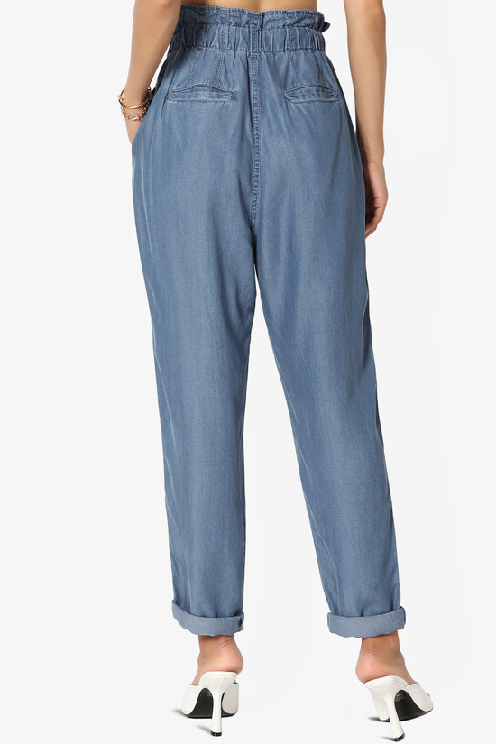 Lilah High Waist Chambray Taper Leg Pants