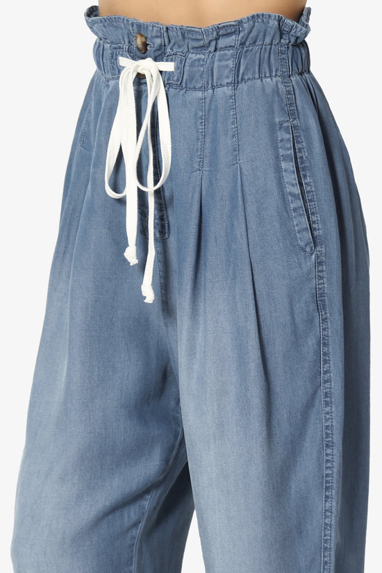 Lilah High Waist Chambray Taper Leg Pants