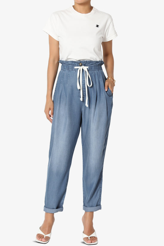 Lilah High Waist Chambray Taper Leg Pants