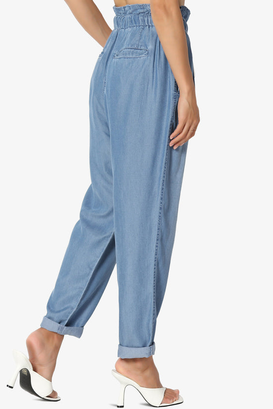 Lilah High Waist Chambray Taper Leg Pants PLUS
