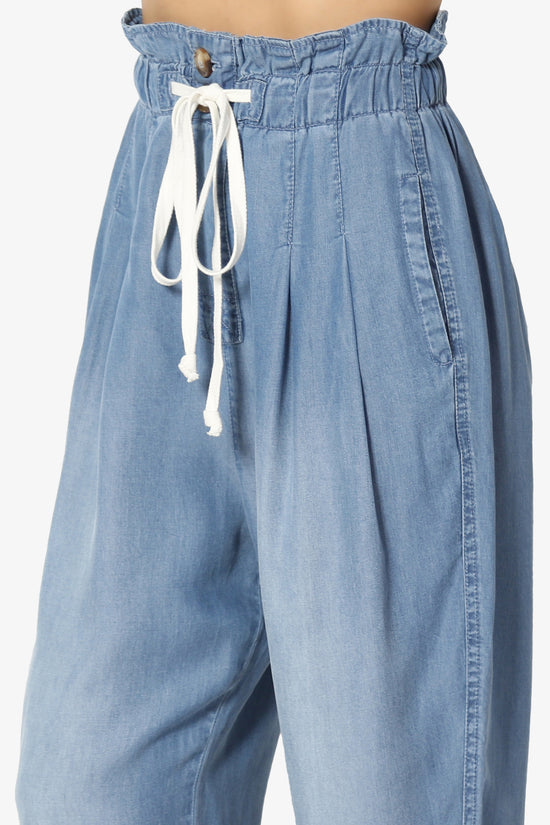 Lilah High Waist Chambray Taper Leg Pants
