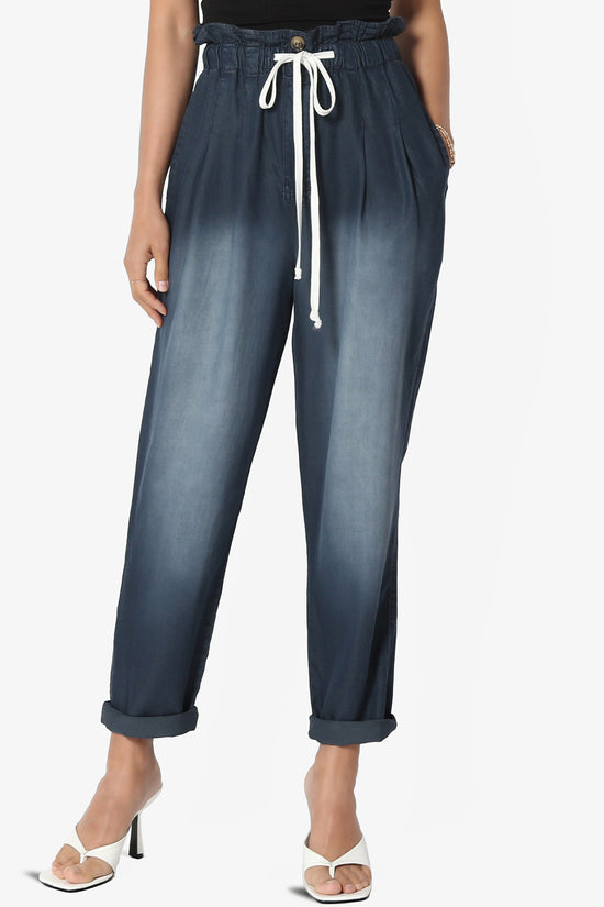 Lilah High Waist Chambray Taper Leg Pants PLUS