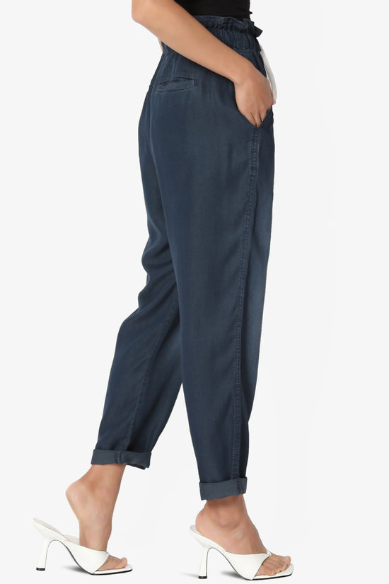 Lilah High Waist Chambray Taper Leg Pants