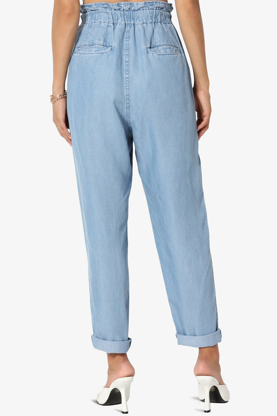 Lilah High Waist Chambray Taper Leg Pants