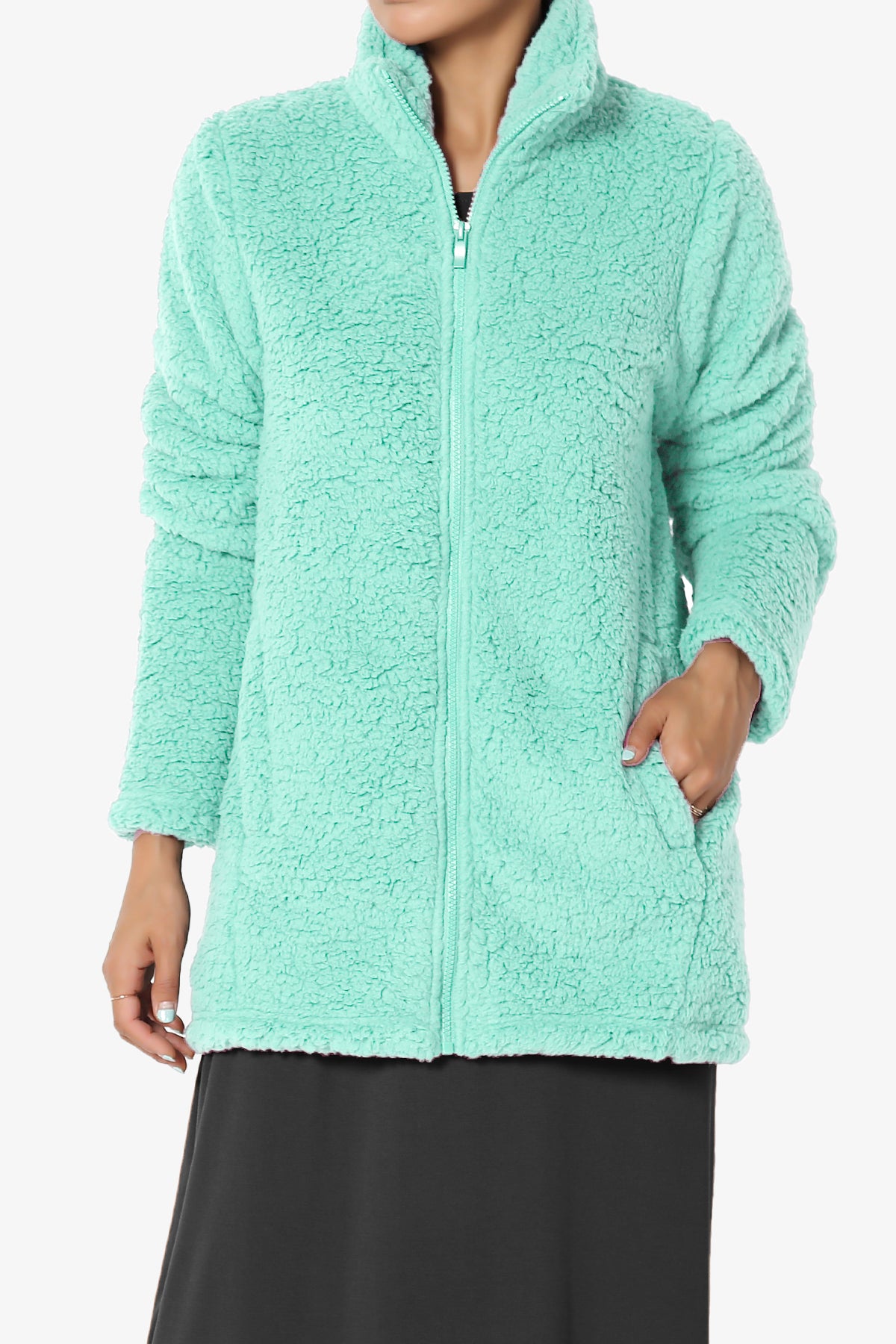 Kenmar High Neck Short Slim Teddy Jacket