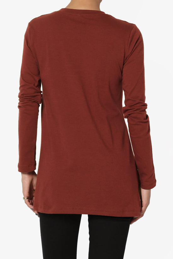 Lasso Cotton Crew Neck Long Sleeve T-Shirt BRICK_2