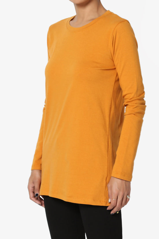 Lasso Cotton Crew Neck Long Sleeve T-Shirt D. MUSTARD_3