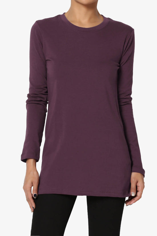 Lasso Cotton Crew Neck Long Sleeve T-Shirt DUSTY PLUM_1