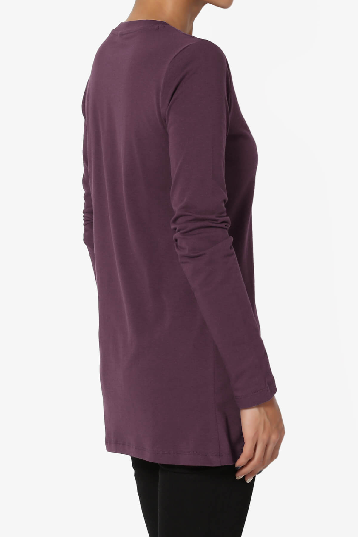 Lasso Cotton Crew Neck Long Sleeve T-Shirt DUSTY PLUM_4