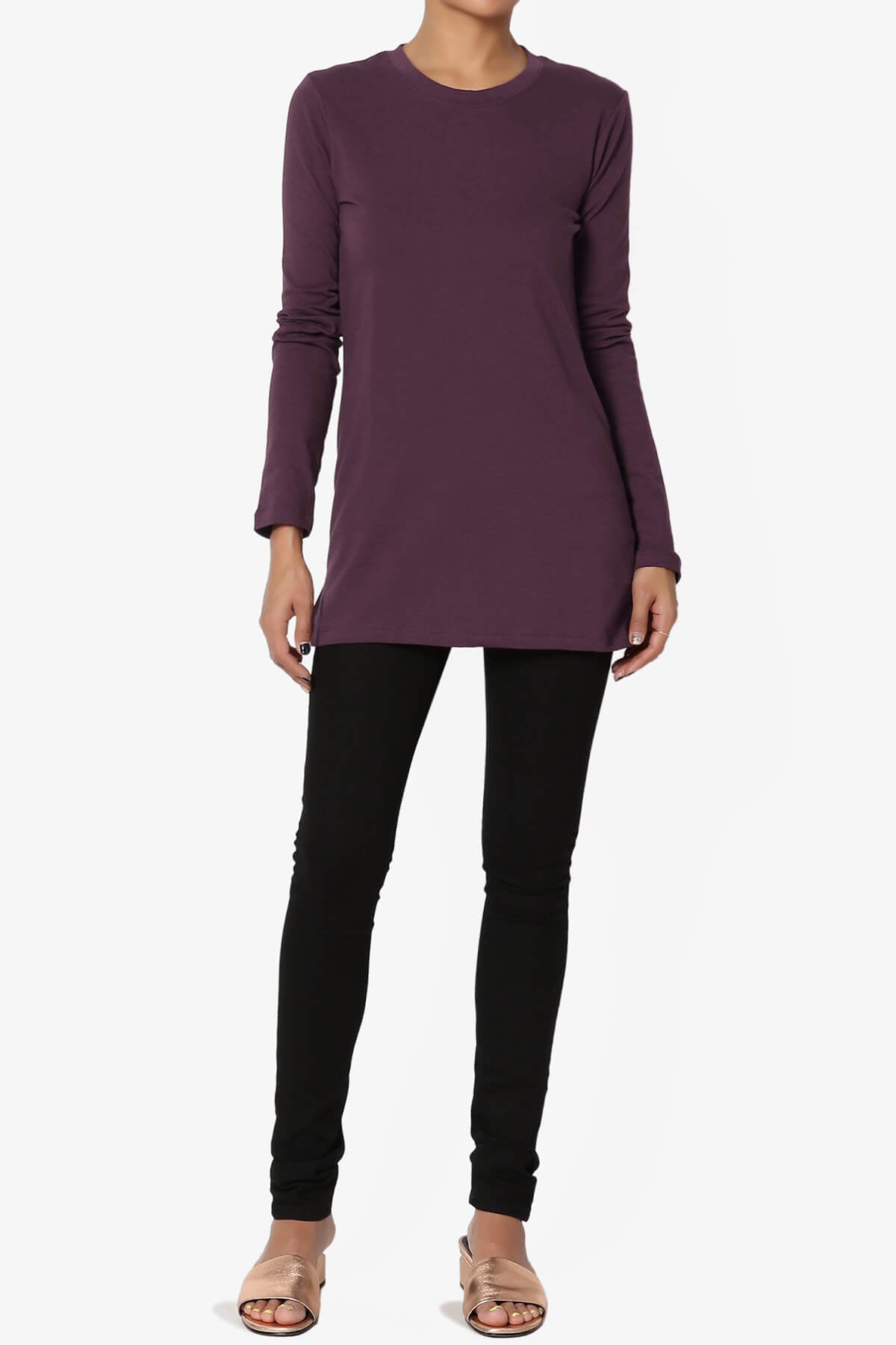 Lasso Cotton Crew Neck Long Sleeve T-Shirt DUSTY PLUM_6