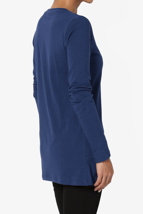 Lasso Cotton Crew Neck Long Sleeve T-Shirt LIGHT NAVY_4