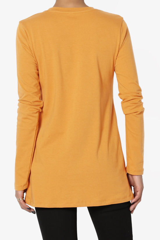 Lasso Cotton Crew Neck Long Sleeve T-Shirt MUSTARD_2
