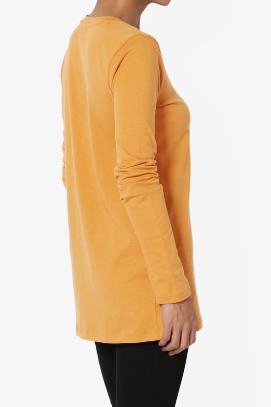 Lasso Cotton Crew Neck Long Sleeve T-Shirt MUSTARD_4