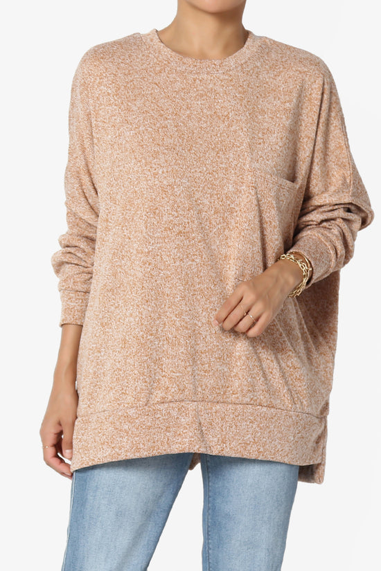 Forge Melange Knit Hi-Low Pocket Sweater PLUS