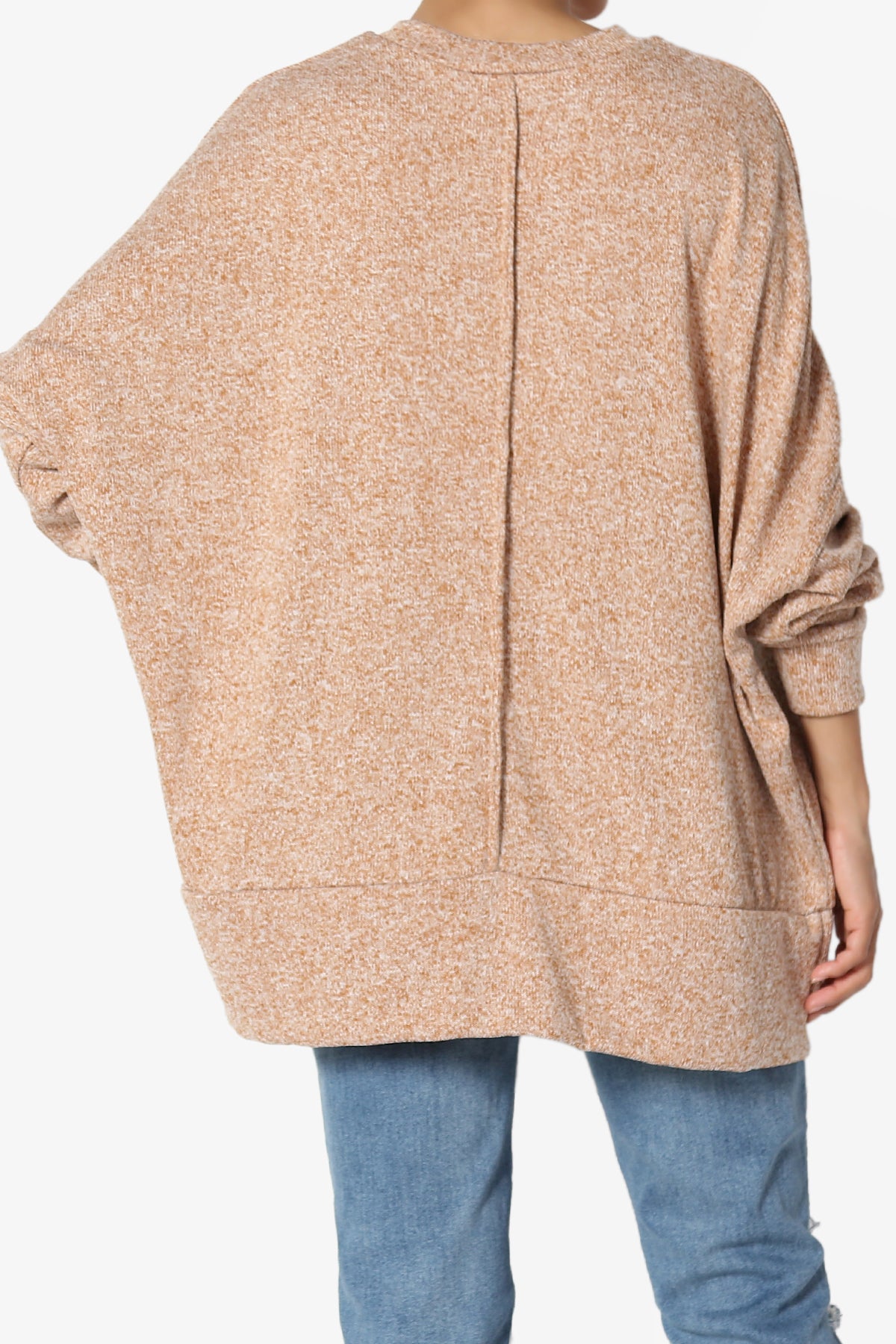 Forge Melange Knit Hi-Low Pocket Sweater PLUS