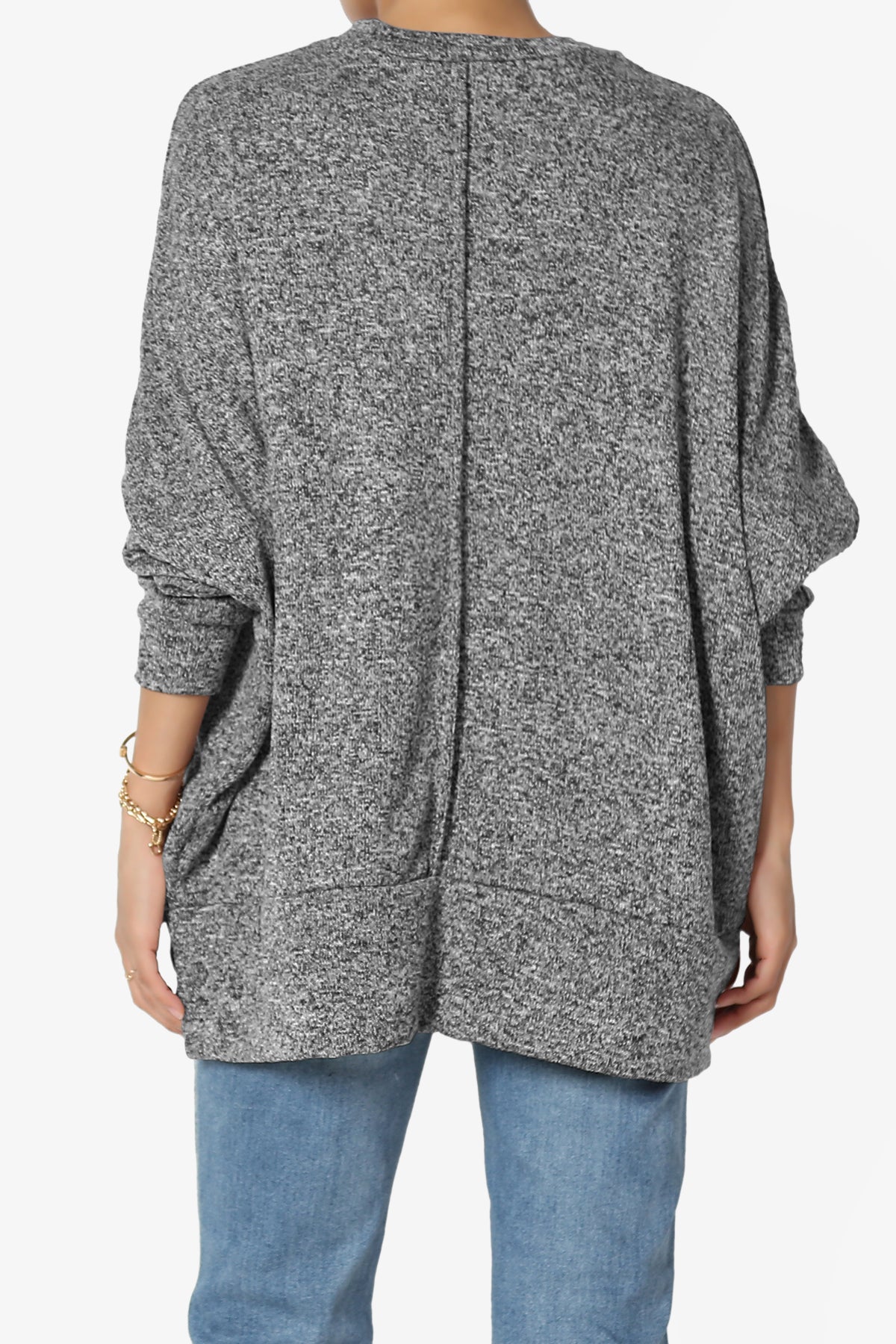 Forge Melange Knit Hi-Low Pocket Sweater PLUS