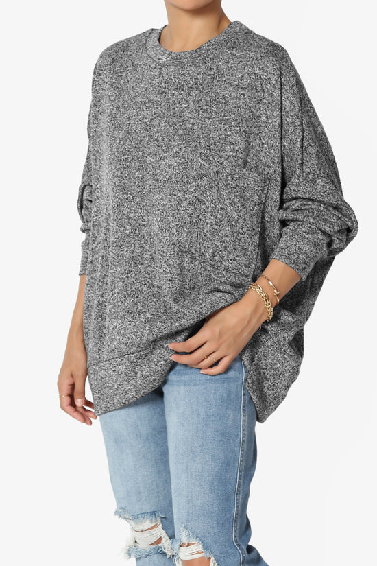 Forge Melange Knit Hi-Low Pocket Sweater PLUS