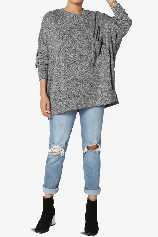 Forge Melange Knit Hi-Low Pocket Sweater PLUS