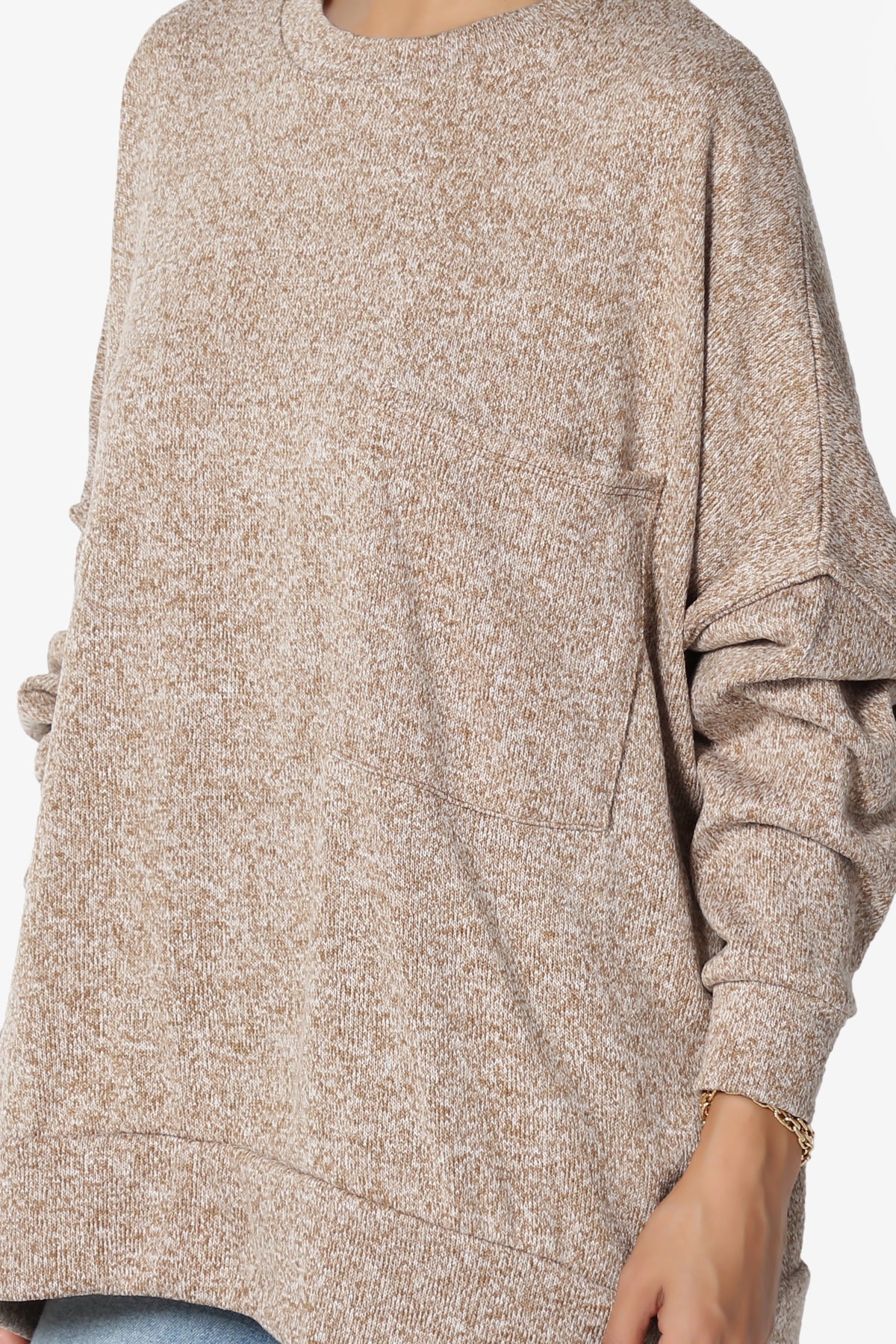 Forge Melange Knit Hi-Low Pocket Sweater PLUS