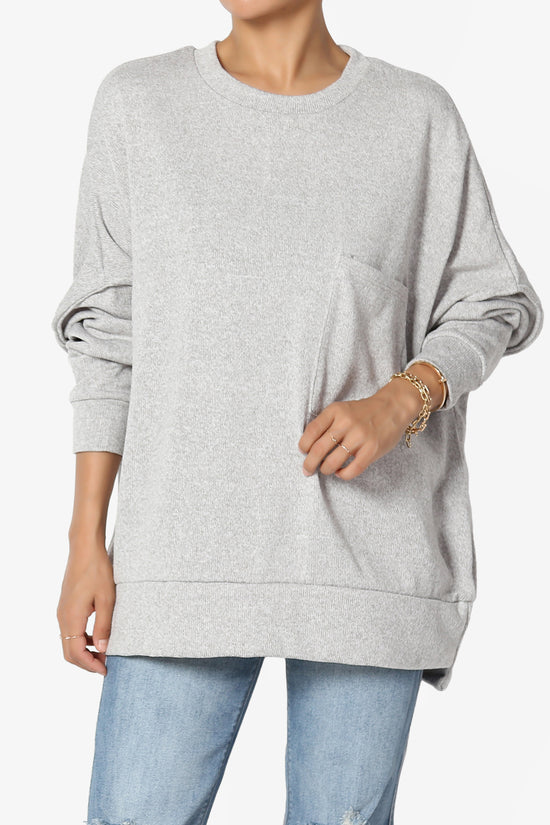 Forge Melange Knit Hi-Low Pocket Sweater PLUS