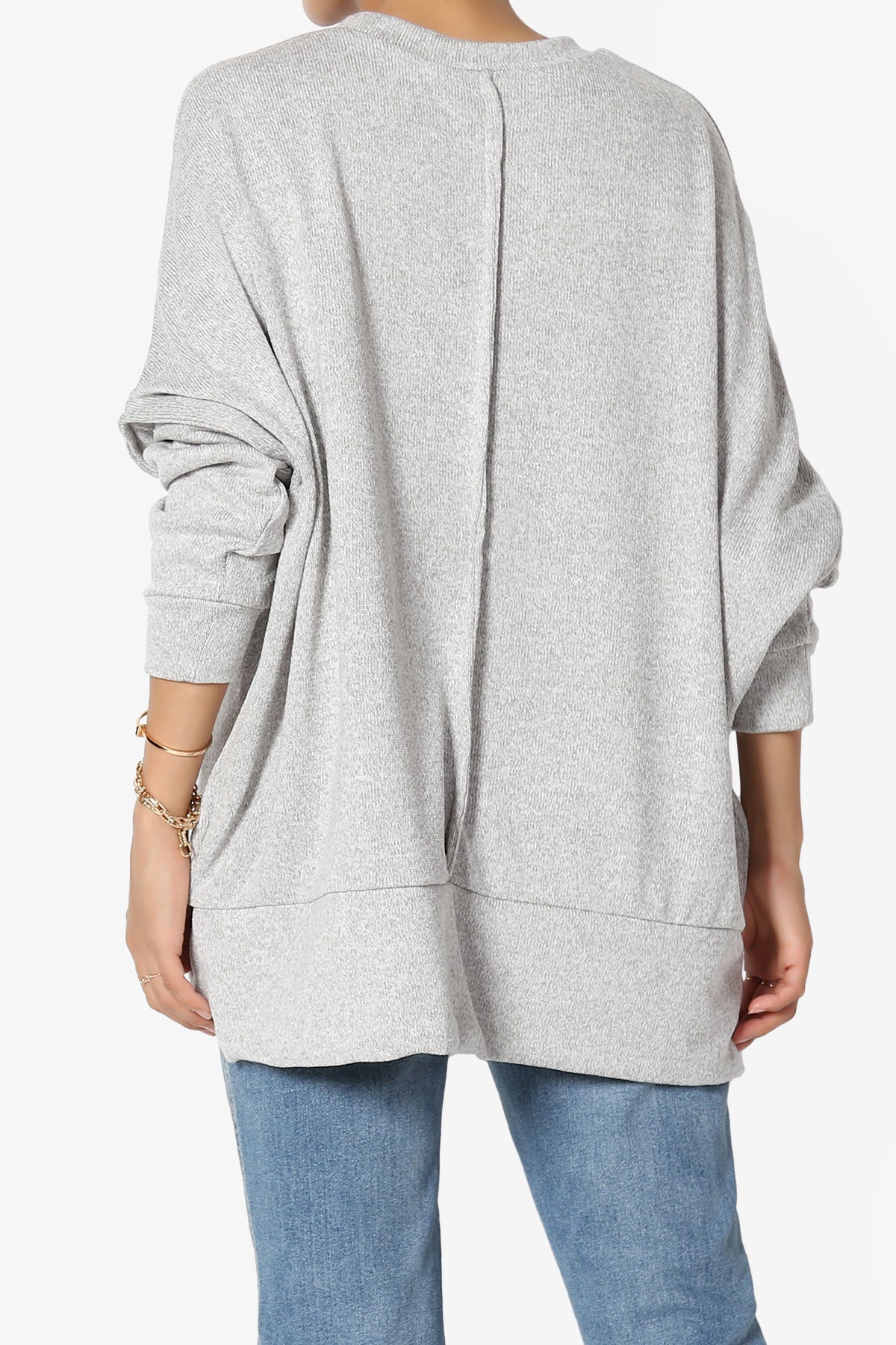 Forge Melange Knit Hi-Low Pocket Sweater PLUS