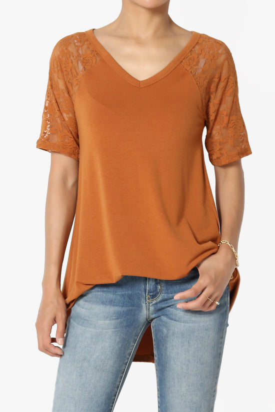 Helisa Lace Sleeve Jersey Top