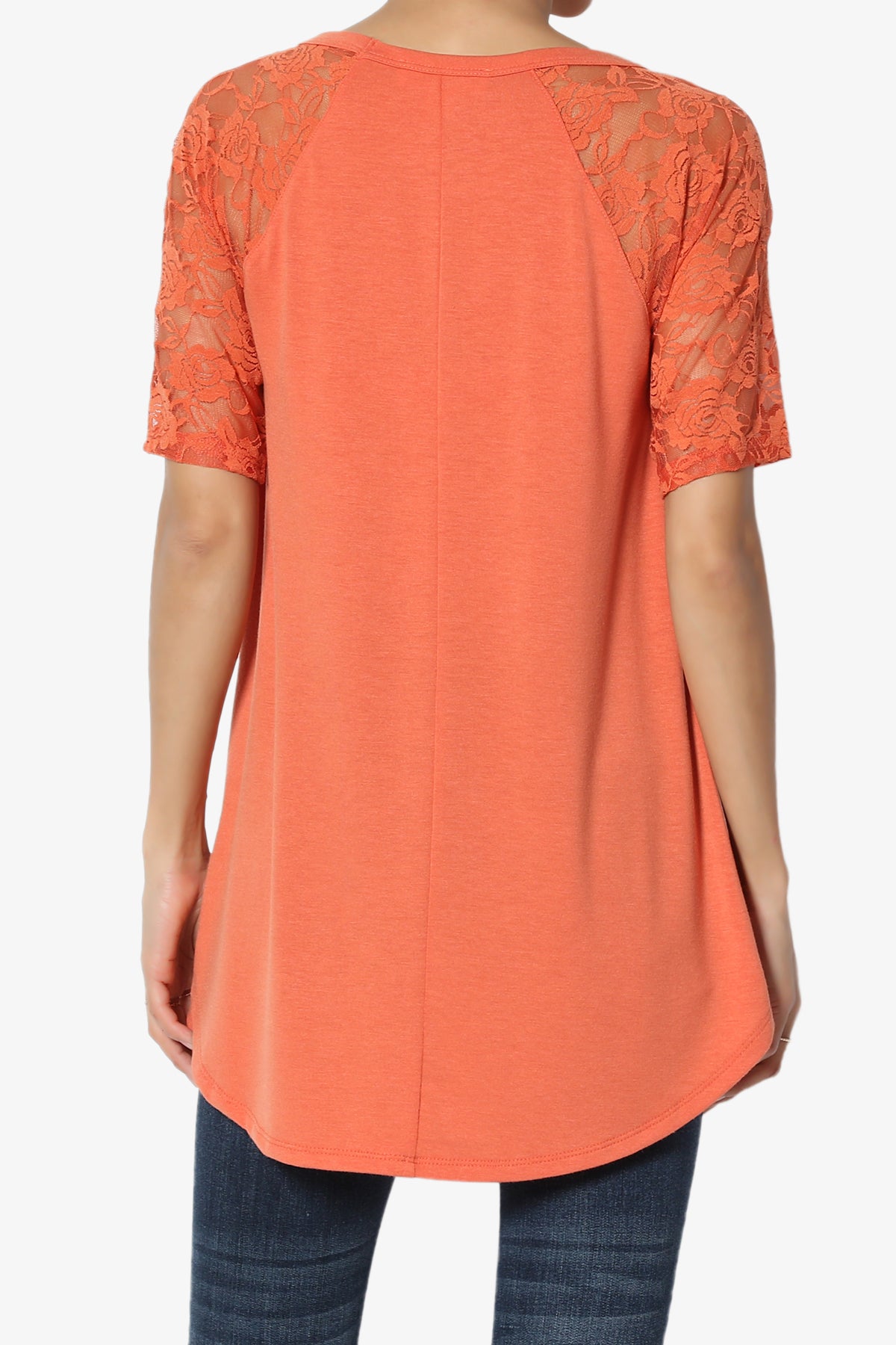 Helisa Lace Sleeve Jersey Top