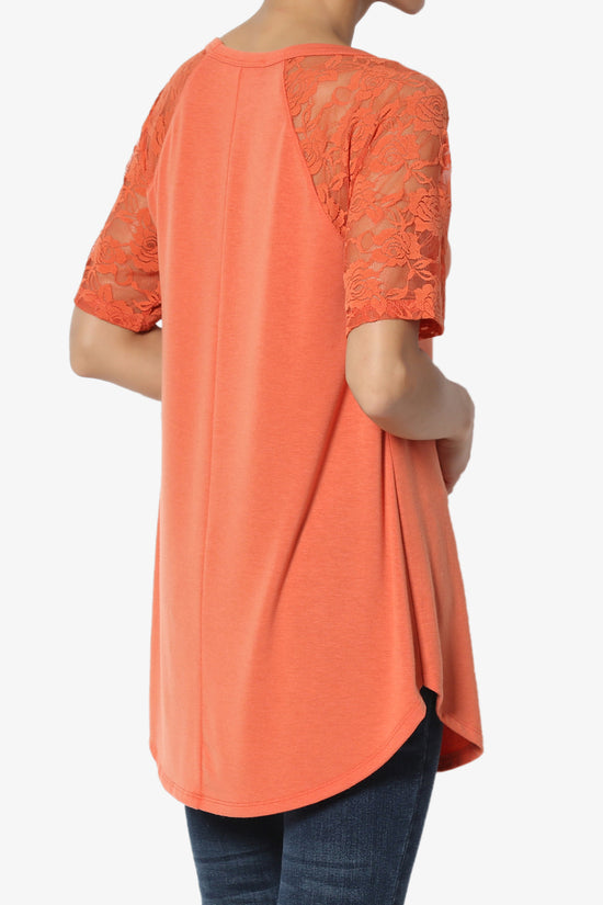 Helisa Lace Sleeve Jersey Top