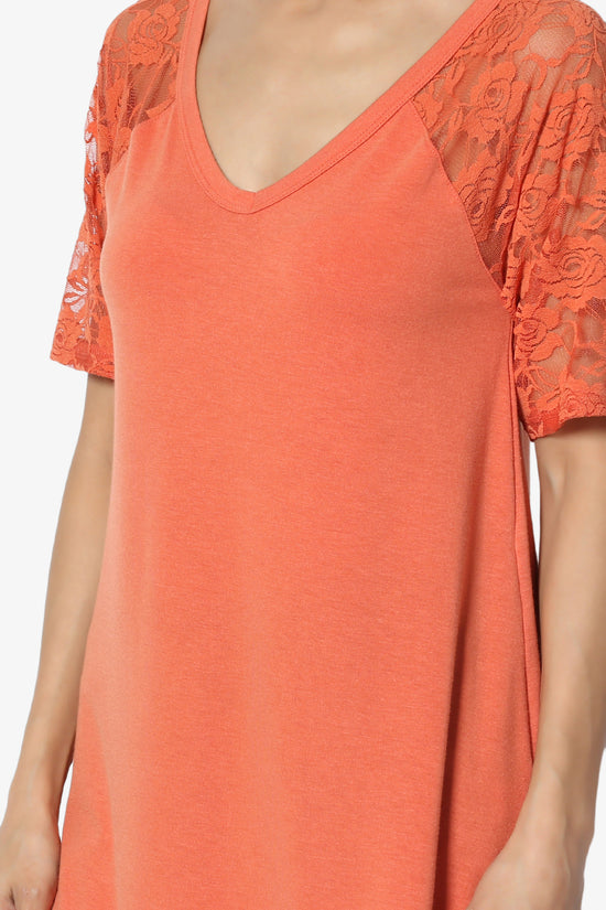 Helisa Lace Sleeve Jersey Top PLUS