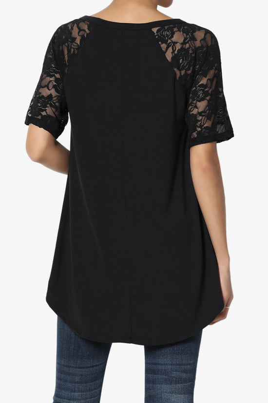 Helisa Lace Sleeve Jersey Top PLUS