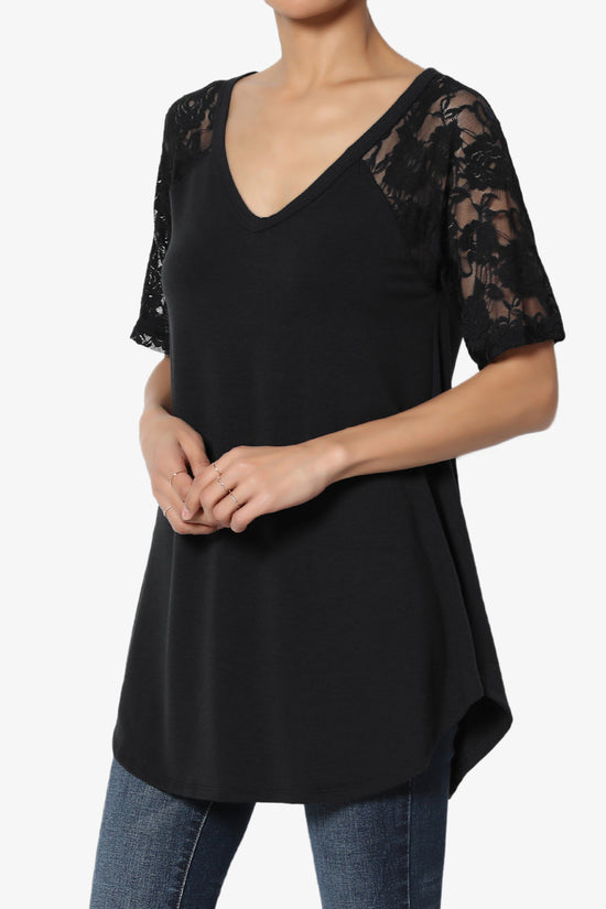 Helisa Lace Sleeve Jersey Top PLUS