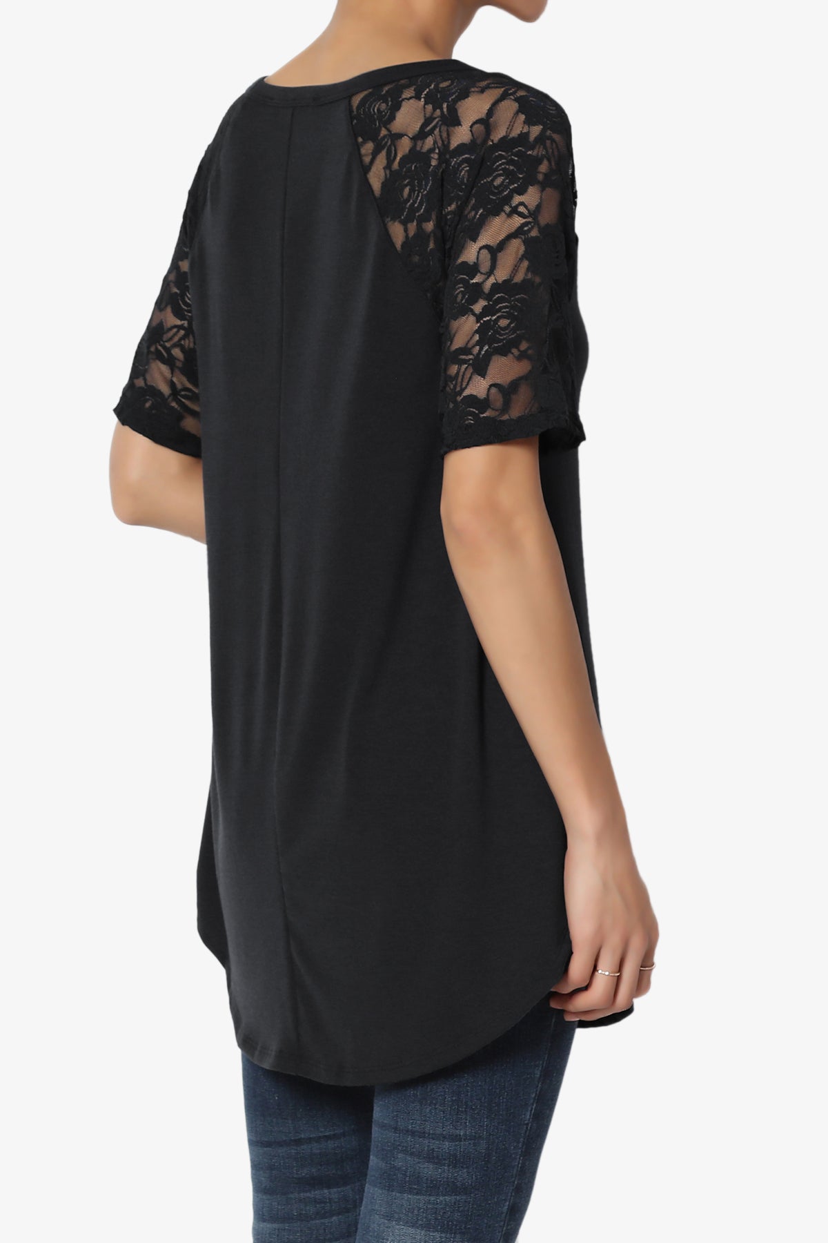 Helisa Lace Sleeve Jersey Top PLUS