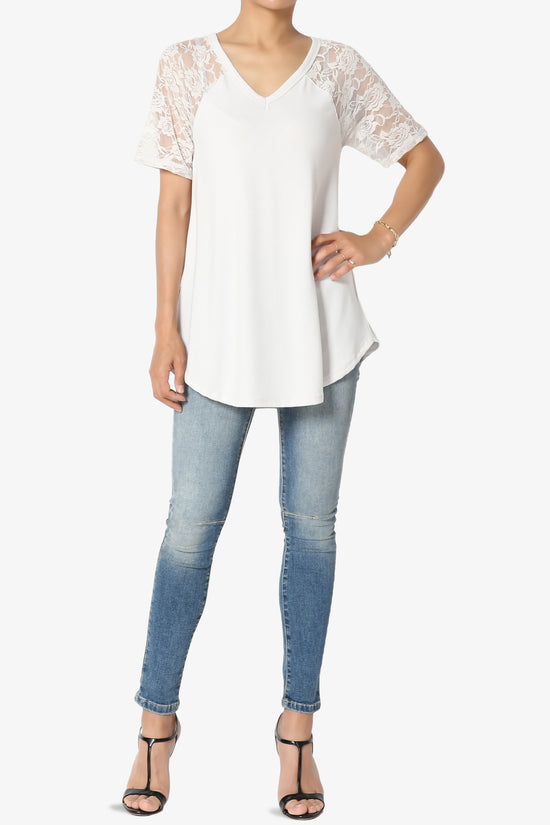 Helisa Lace Sleeve Jersey Top PLUS