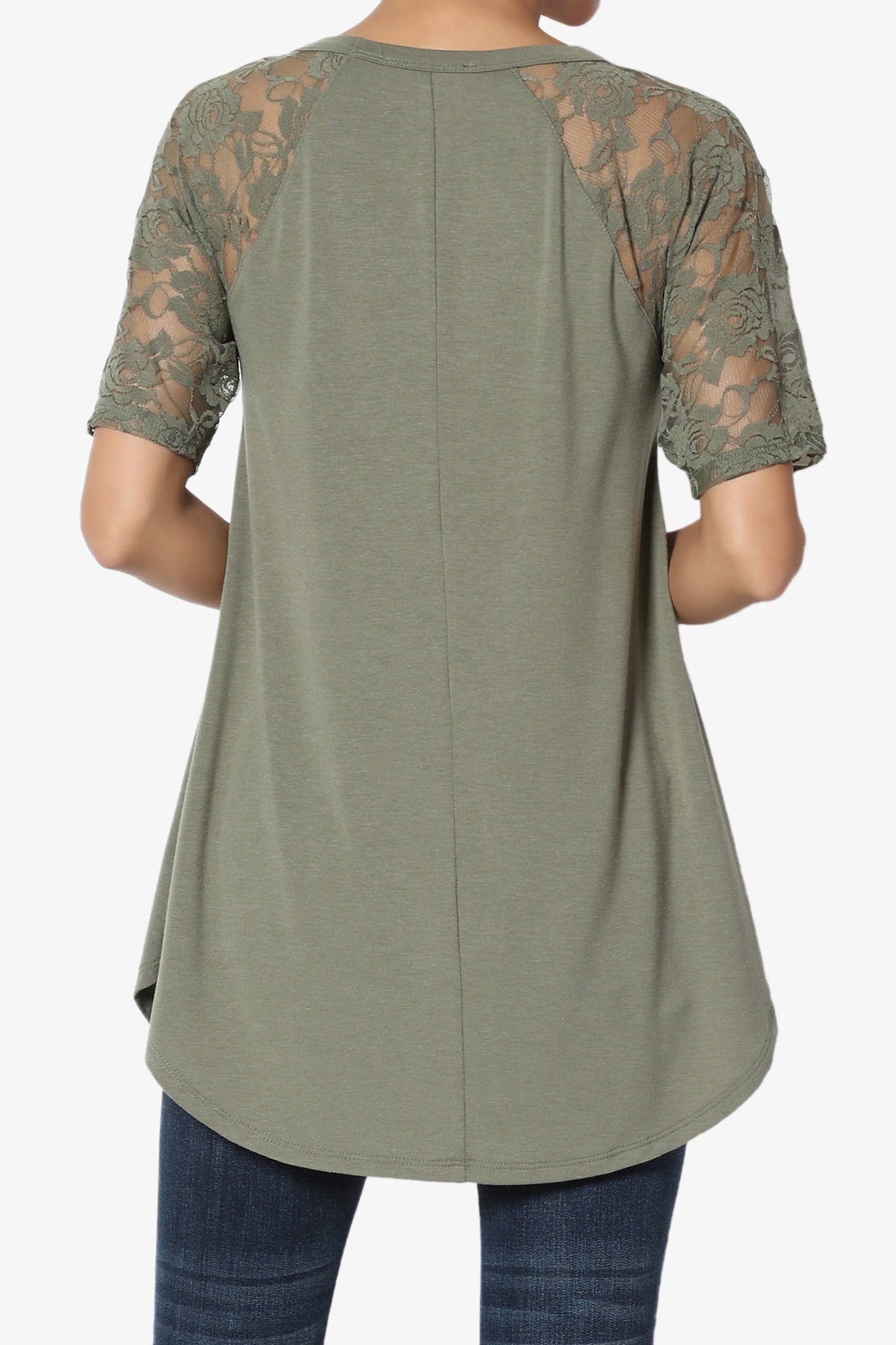 Helisa Lace Sleeve Jersey Top