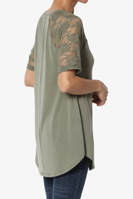 Helisa Lace Sleeve Jersey Top