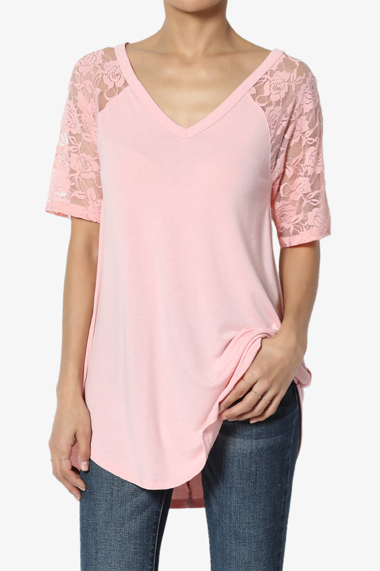 Helisa Lace Sleeve Jersey Top