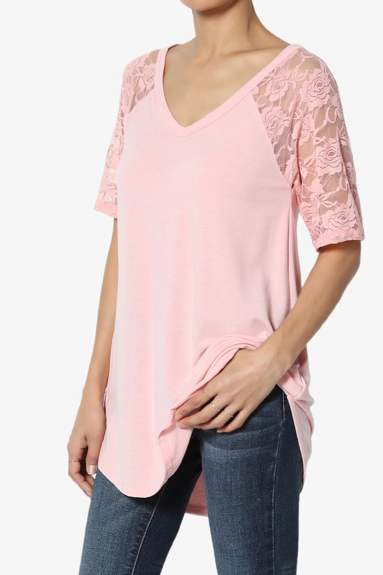 Helisa Lace Sleeve Jersey Top