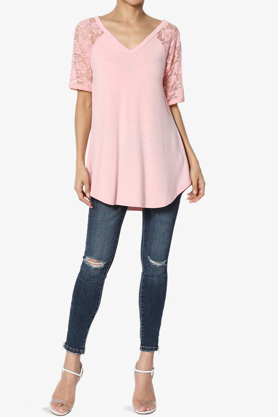 Helisa Lace Sleeve Jersey Top
