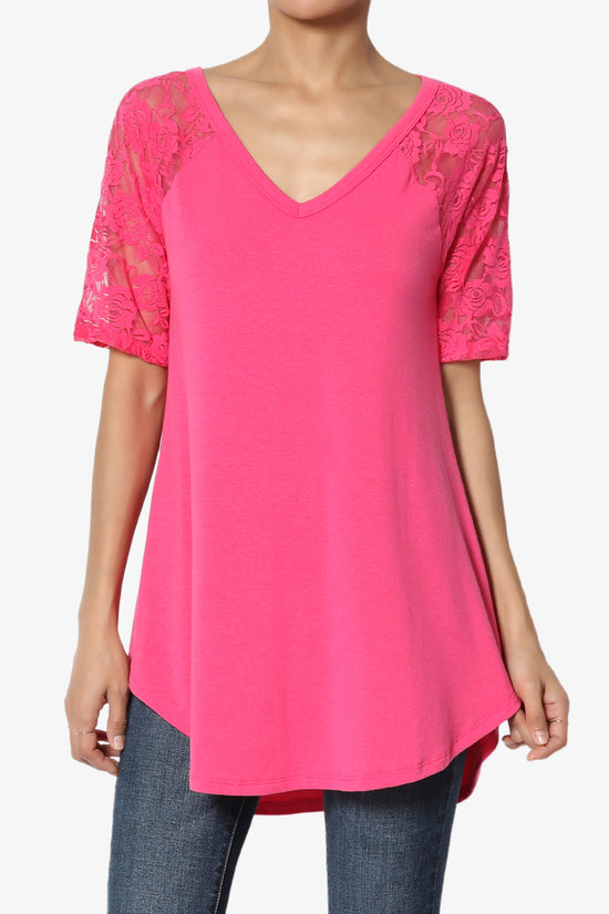 Helisa Lace Sleeve Jersey Top