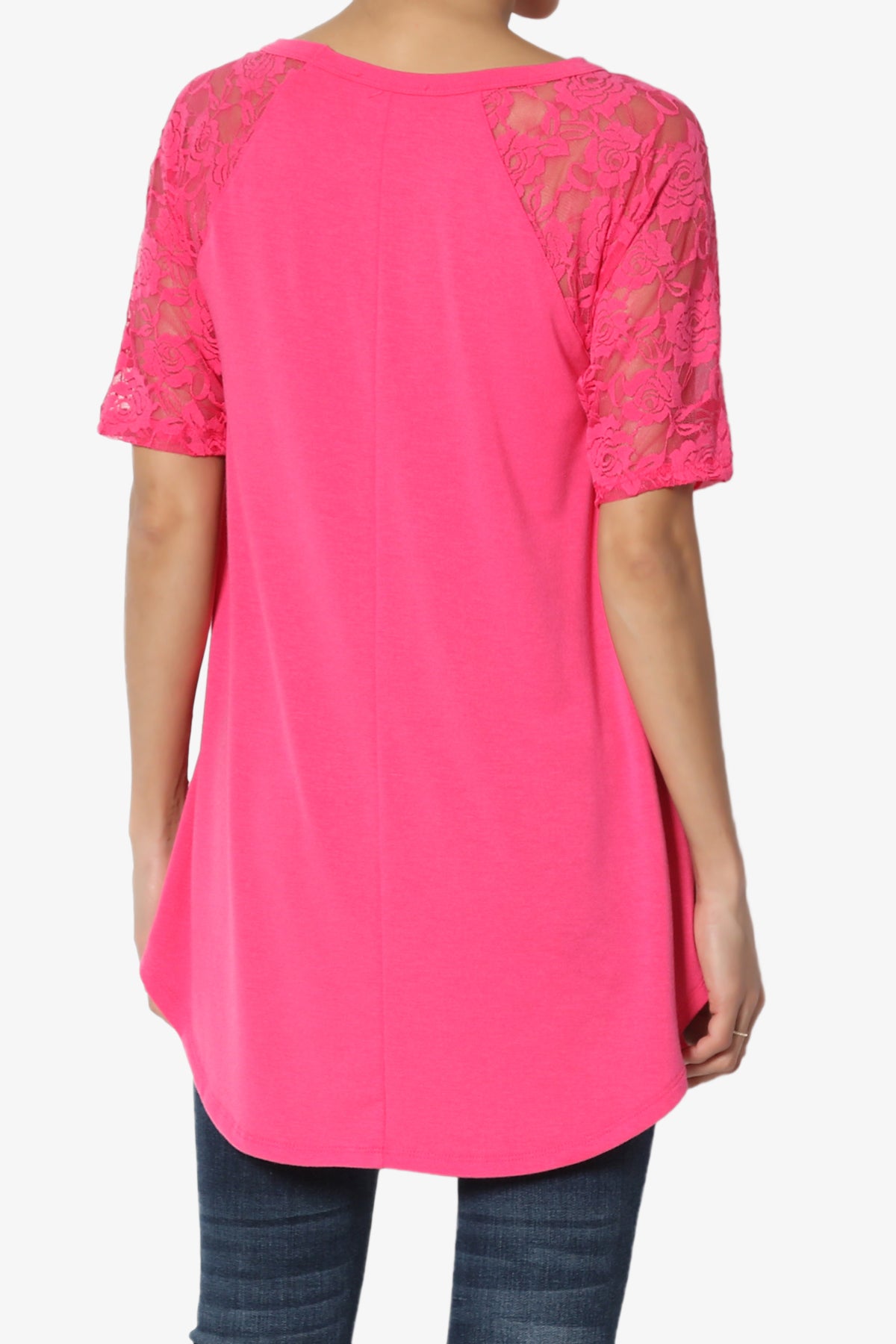 Helisa Lace Sleeve Jersey Top